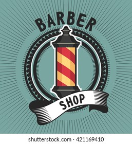 vector stylized retro emblem barber shop logo