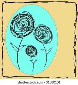 Vector Stylized Retro Flowers