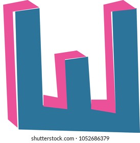 Vector of stylized retro font and alphabet 3D