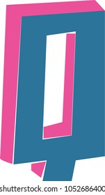 Vector of stylized retro font and alphabet 3D