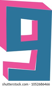 Vector of stylized retro font and alphabet 3D