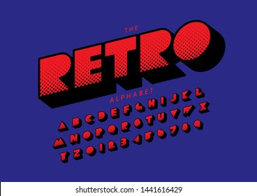 Vector of stylized retro font and alphabet