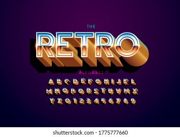 Vector of stylized retro font and alphabet
