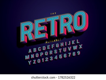 Vector of stylized retro font and alphabet