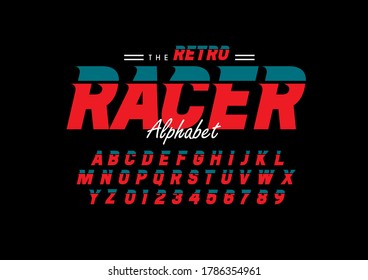 Vector of stylized retro font and alphabet