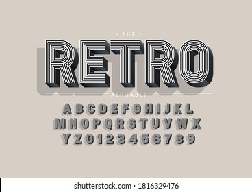 Vector of stylized retro font and alphabet