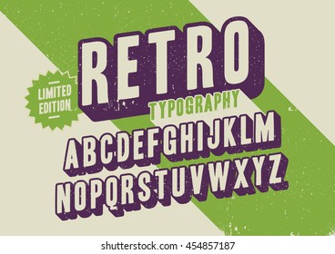 Vector of stylized retro font and alphabet