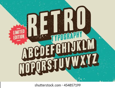 Vector of stylized retro font and alphabet