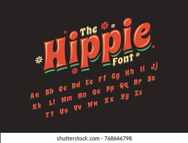 Vector of stylized retro font and alphabet