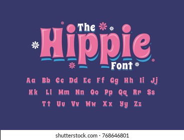 Vector of stylized retro font and alphabet