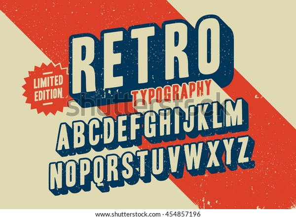 Vector Stylized Retro Font Alphabet Stock Vector (Royalty Free ...