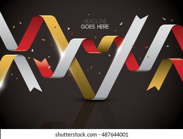 Vector of stylized ribbon banner and background