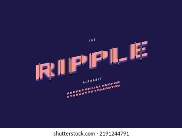 Vector of stylized ripple alphabet and font