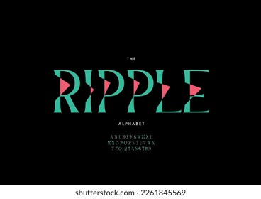 Vector of stylized ripple alphabet and font