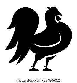 Vector Stylized Rooster Illustration Isolated On White Background