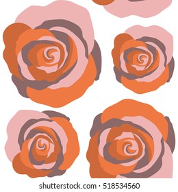 Vector stylized roses. Denim floral background. Jeans background with brown rose flowers. Denim seamless pattern. Blue jeans cloth.
