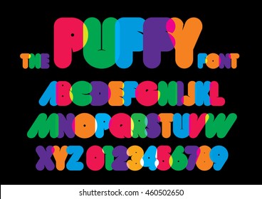 Vector of stylized rounded font and alphabet