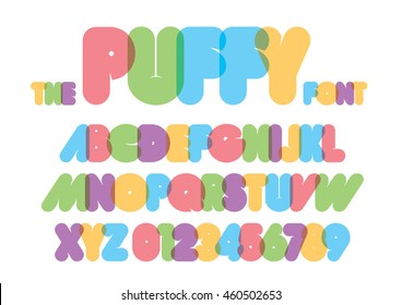 Vector of stylized rounded font and alphabet