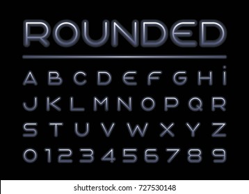 Vector of stylized rounded font and alphabet