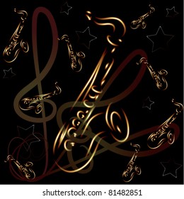 vector stylized saxophone on abstract background