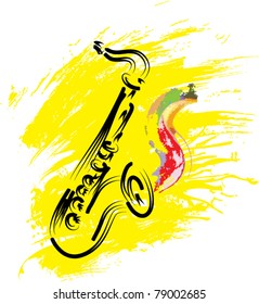 vector stylized saxophone on grunge background