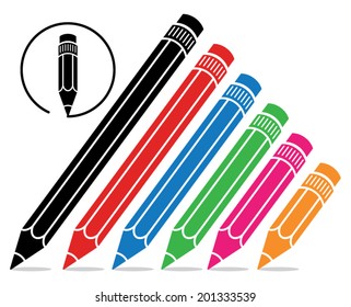 vector stylized school pencils 