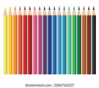 vector stylized school pencils isolated on white background. colorful sharp pencil symbol