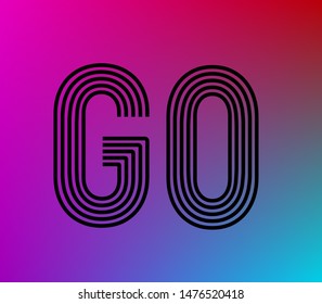 Vector of Stylized Scratch Lines Text .Font named "GO" with label design.alphabet, typeface,letters. with label design for labels,Titles,posters .