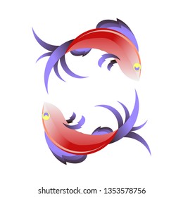 Vector Stylized Sea Fish Icon Isolated on White Background