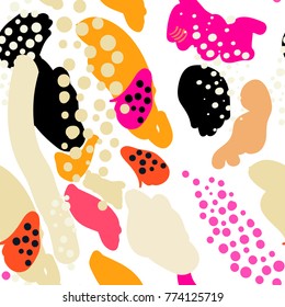 Vector stylized seamless pattern background hand-drawn illustration. Simple shape, bright pattern. Naive art style.