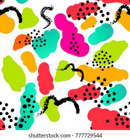 Vector stylized seamless pattern background hand-drawn illustration. Simple shape, bright pattern. Naive splash art style.