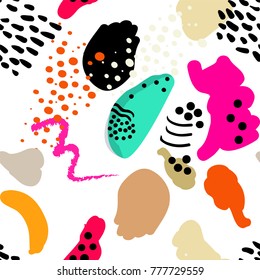 Vector stylized seamless pattern background hand-drawn illustration. Simple shape, bright pattern. Naive splash art style.