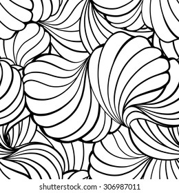 Vector stylized shell elements seamless pattern. Abstract graphic shapes.