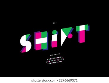 Vector of stylized shift font and alphabet