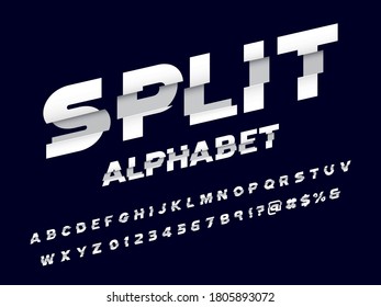 Vector of stylized shredded font and alphabet design