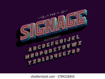 Vector of stylized signage font alphabet.