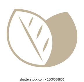 Vector stylized silhouette of autumn brown tree leaf isolated on white background. Eco sign, nature label. Decorative element for medical, nutrition, ecological brands.