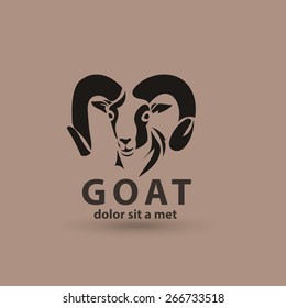 Vector stylized silhouette face goat. Artistic creative logo design.