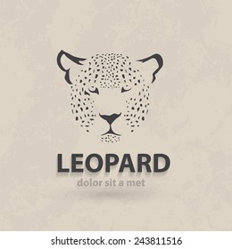 Vector stylized silhouette face leopard. Artistic creative design. Retro style.