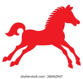 Vector stylized silhouette of galloping horse 