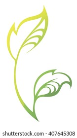 Vector stylized silhouette of spring green tree leaf isolated on white background. Eco sign, nature label. Decorative element for medical, nutrition, ecological brands.