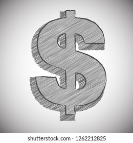 Vector stylized sing of USD in pencil drawing style for you projects.