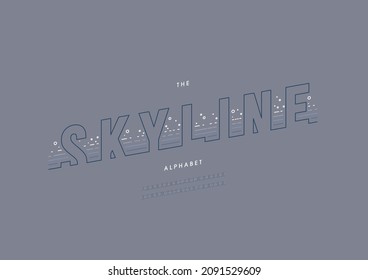 Vector of stylized skyline alphabet and font