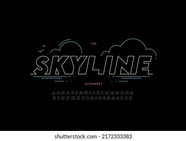 Vector of stylized skyline alphabet and font