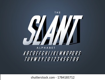 Vector Of Stylized Slanted Font And Alphabet