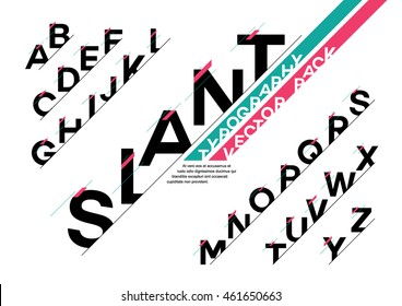 Vector Of Stylized Slanted Font And Alphabet