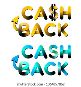 Vector of stylized smoothed font. Cashback on white background