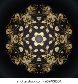 Vector with stylized snowflakes. Golden snowflakes pattern in colors.