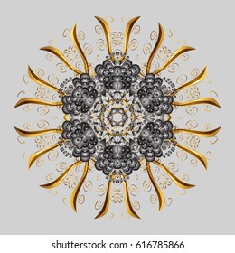 Vector with stylized snowflakes. Winter, New Year, Christmas simple design on a gray background. Snow crystal regular texture on colors.