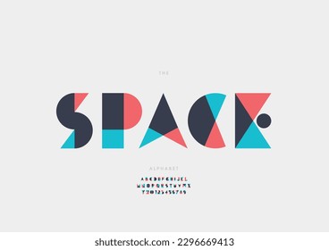 Vector of stylized space font and alphabet